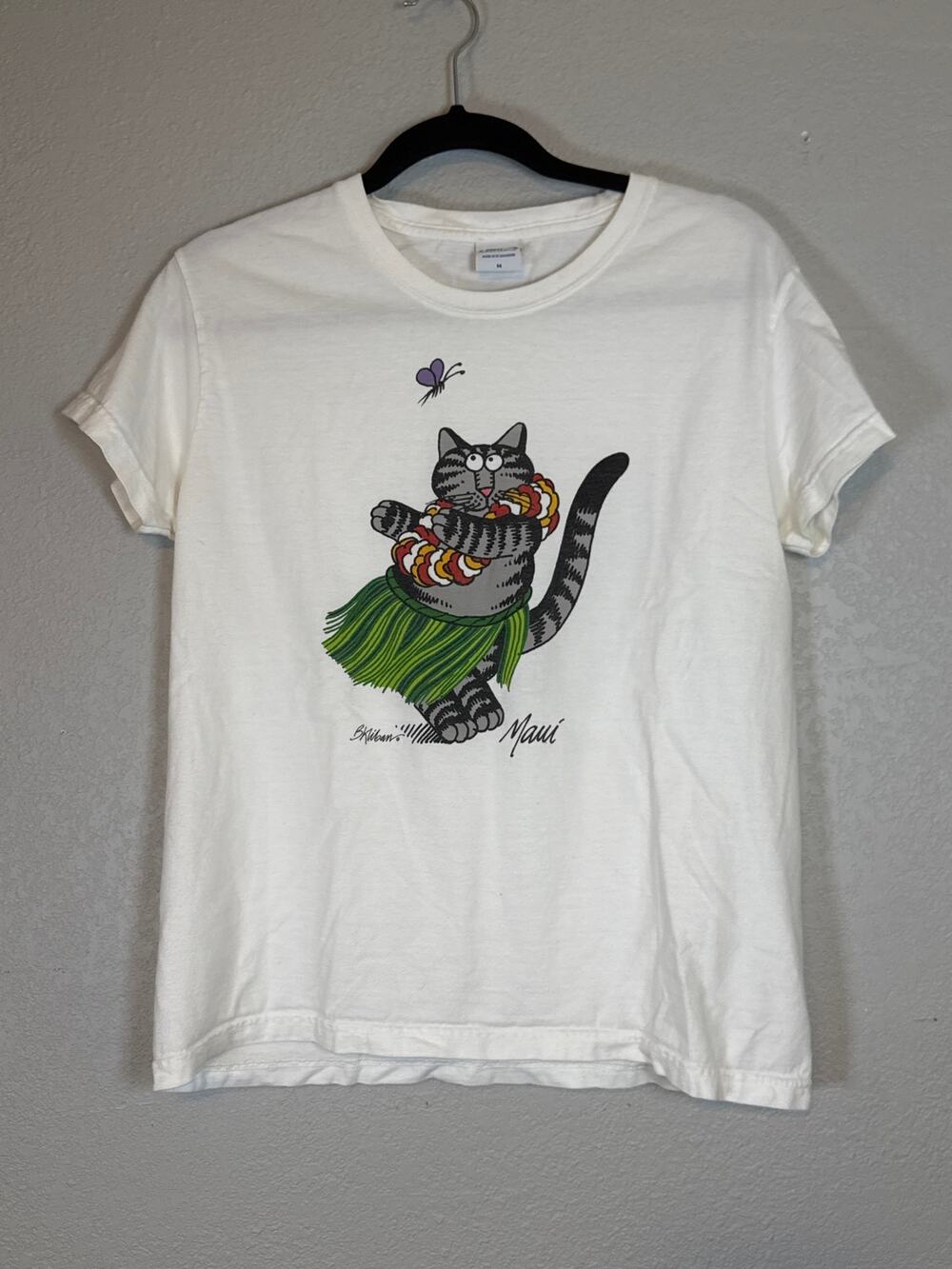 Y2K Crazy Shirts B Kliban Maui Hula Cat Graphic Tee Womens Medium White